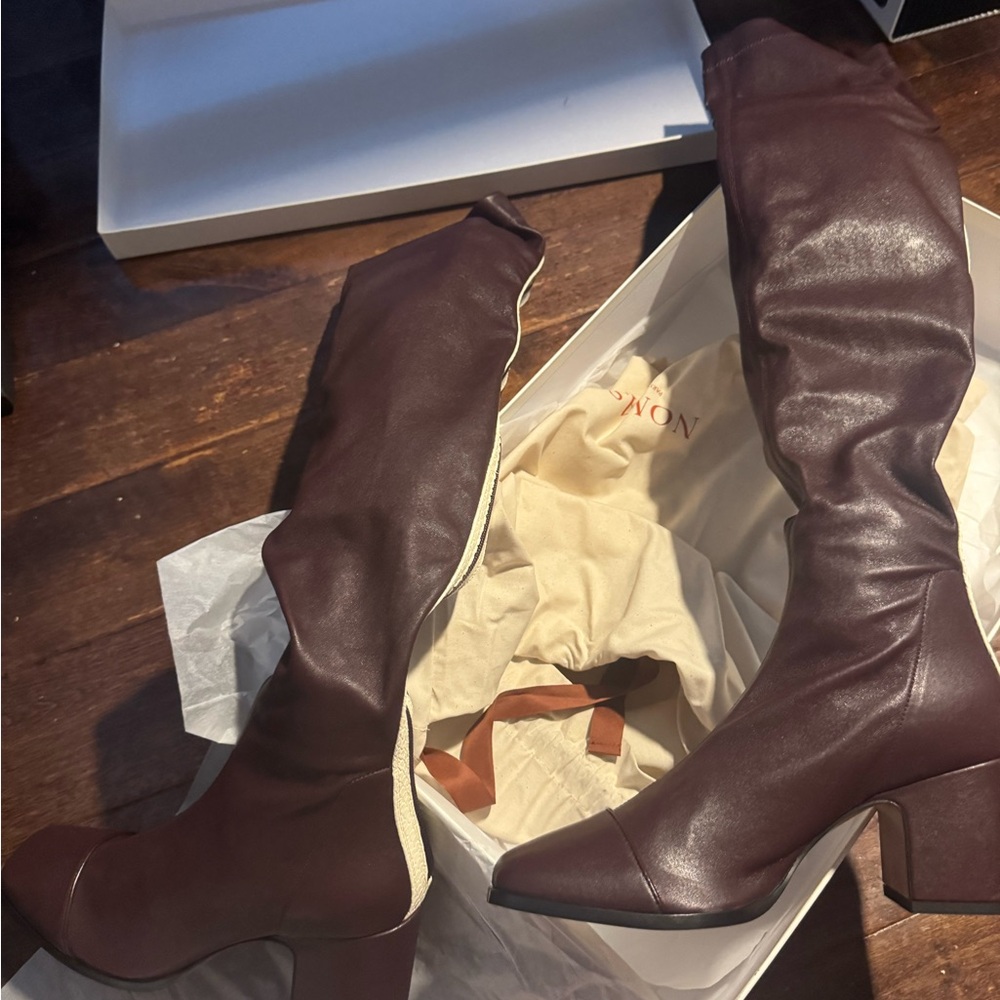 Nomasei Elegant maroon Knee-High Boots